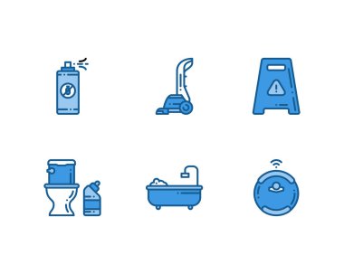  Ev Temizliği servis simgesi seti. vektör illüstrasyonu