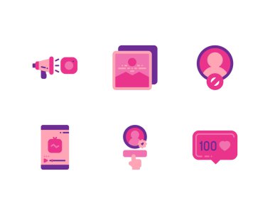 Simgelerin Instagram kümesi, vektör