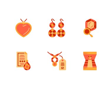 Mücevher düz çizgi simgeleri, kuyumcu tabelaları beyaz arkaplanda izole edilmiş