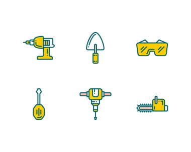 İnşaat simgeleri ayarlandı. düz biçim. 