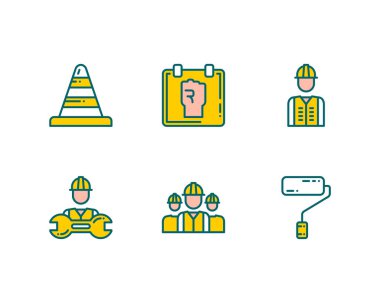 İnşaat simgeleri ayarlandı. düz biçim. 