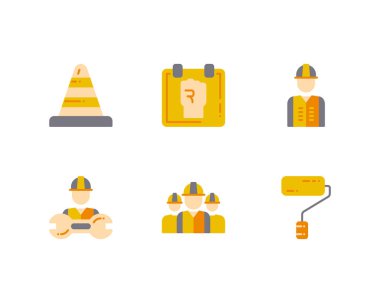 İnşaat simgeleri ayarlandı. düz biçim. 