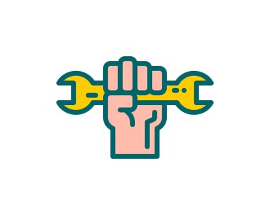 İngiliz anahtarı simgesi. Web tasarımı için el çizimi vektör çizimi sembolü.  