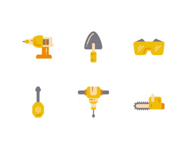 İnşaat simgeleri ayarlandı. düz biçim. 