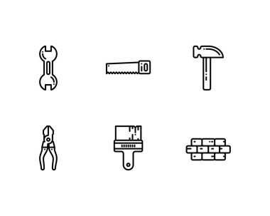 İnşaat simgeleri ayarlandı. düz biçim. 