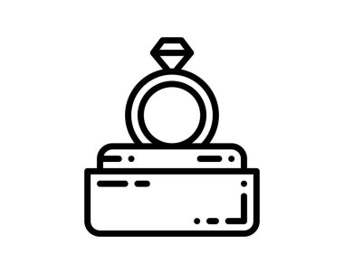 Güzel nişan yüzüğü ikonu. taslak mücevher vektörü.