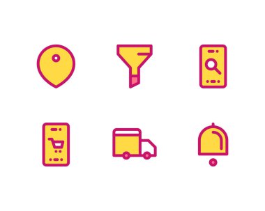 Çevrimiçi Piyasa Düz simgelerinin kümesi