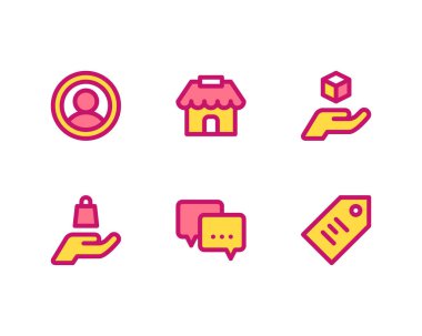 Çevrimiçi Piyasa Düz simgelerinin kümesi