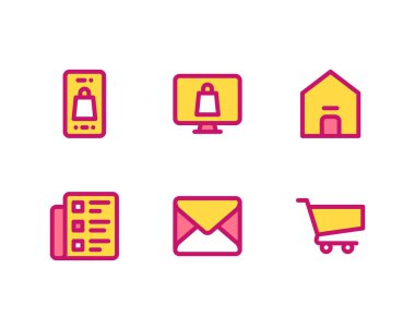 Çevrimiçi Piyasa Düz simgelerinin kümesi