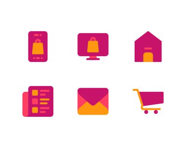 Çevrimiçi Piyasa Düz simgelerinin kümesi