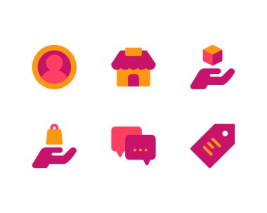 Çevrimiçi Piyasa Düz simgelerinin kümesi