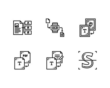 Optical Character Recognition icons set clipart