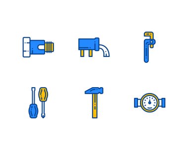 Tesisatçı Taslak simgeleri, vektör, illüstrasyon kümesi