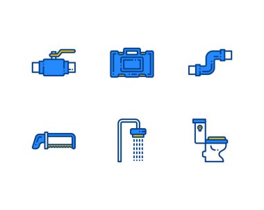 Tesisatçı Taslak simgeleri, vektör, illüstrasyon kümesi