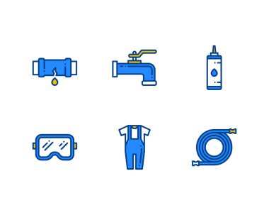 Tesisatçı Taslak simgeleri, vektör, illüstrasyon kümesi