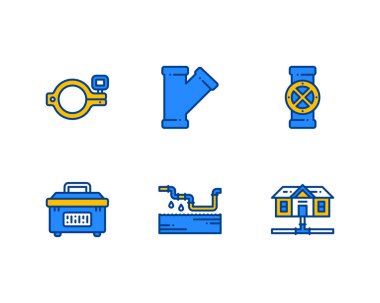 Tesisatçı Taslak simgeleri, vektör, illüstrasyon kümesi