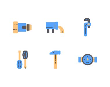 Tesisatçı Taslak simgeleri, vektör, illüstrasyon kümesi