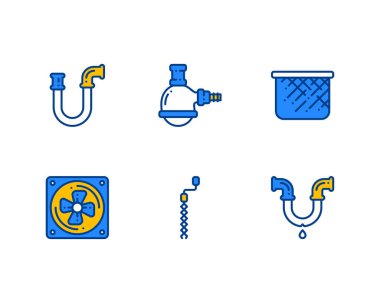 Tesisatçı Taslak simgeleri, vektör, illüstrasyon kümesi