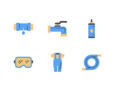 Tesisatçı Taslak simgeleri, vektör, illüstrasyon kümesi