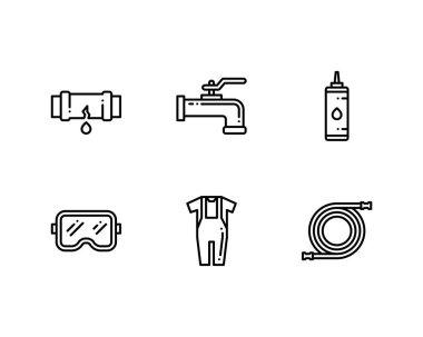 Tesisatçı Taslak simgeleri, vektör, illüstrasyon kümesi