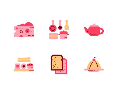 Restoran ana ana hatları semboller, yiyecek ve içecek çizgileri simgeleri. vektör illüstrasyonu