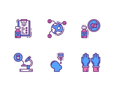 Aşı düz simgeleri kümesi, vektör 