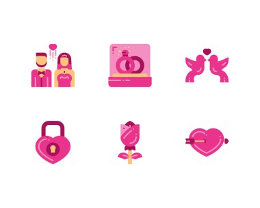 Düğün simgeleri ayarlandı, vektör 