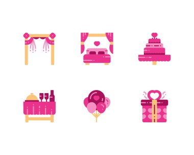 Düğün simgeleri ayarlandı, vektör 