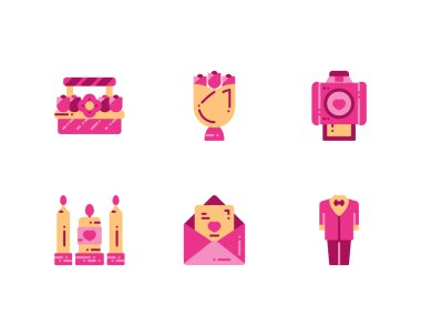 Düğün simgeleri ayarlandı, vektör 