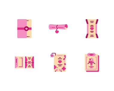 Düğün Davetiyesi simgeleri ayarlandı, vektör 