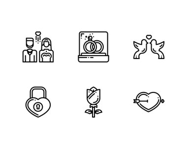 Düğün simgeleri ayarlandı, vektör 