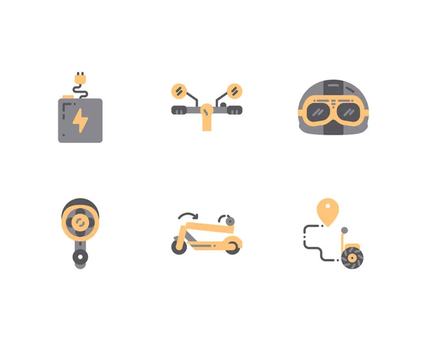 Scooters Eléctricos Set Iconos — Vector de stock