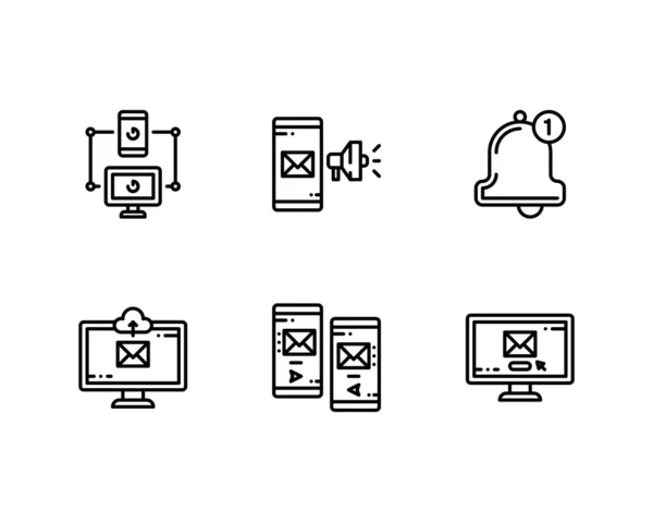 Набір Значків Електронної Пошти Білому Тлі Векторна Плоска Ілюстрація — стоковий вектор