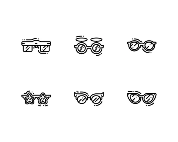 Solglasögon Ikoner Set Vektor Illustration Glasögon Glasögon Simning Glasögon Solglasögon — Stock vektor