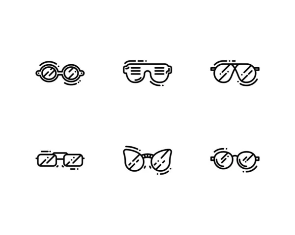 Solglasögon Ikoner Set Vektor Illustration Glasögon Glasögon Simning Glasögon Solglasögon — Stock vektor