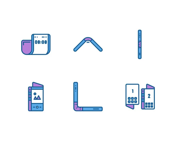 Conjunto Iconos Teléfono Plegable — Vector de stock