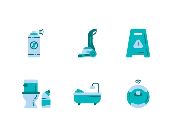 Home Cleaning Service Icon Set Vector Illustration — Stock Vector