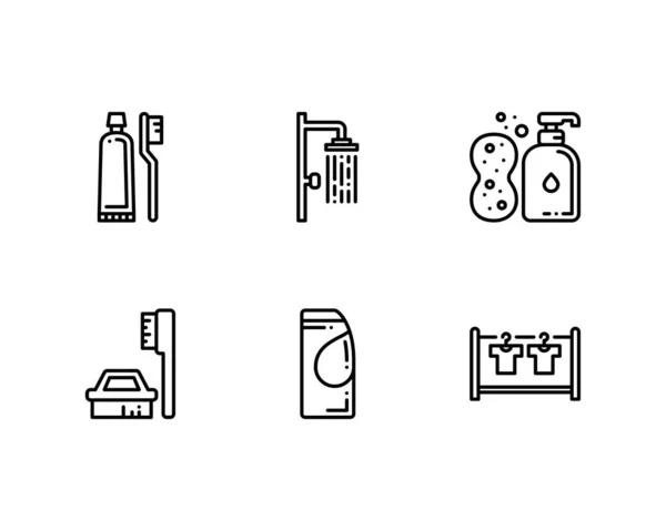 Inicio Servicio Limpieza Icono Conjunto Ilustración Vectorial — Archivo Imágenes Vectoriales