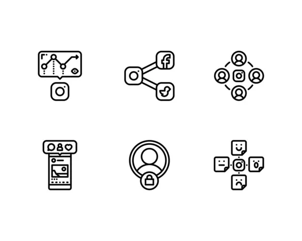 Instagram Conjunto Ícones Vetor —  Vetores de Stock