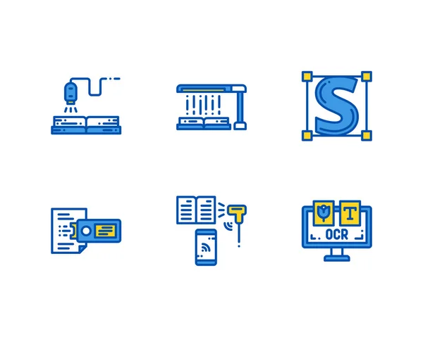 Ensemble Icônes Reconnaissance Optique Des Caractères — Image vectorielle