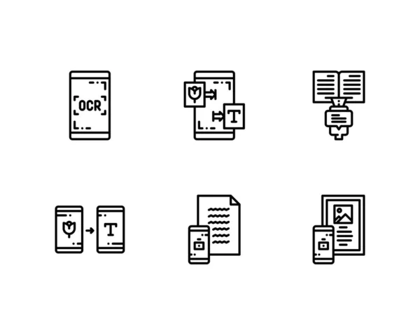 Optical Character Recognition Icons Set — Stock Vector