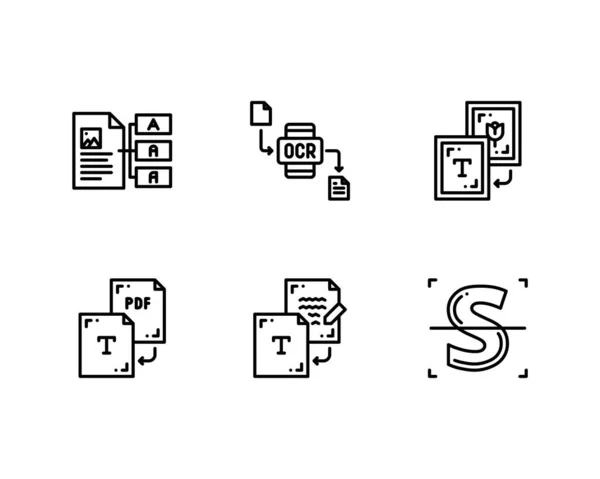 Optical Character Recognition Icons Set — Stock Vector