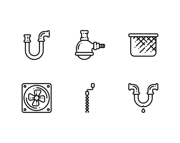 Conjunto Iconos Plumber Outline Vector Ilustración — Archivo Imágenes Vectoriales