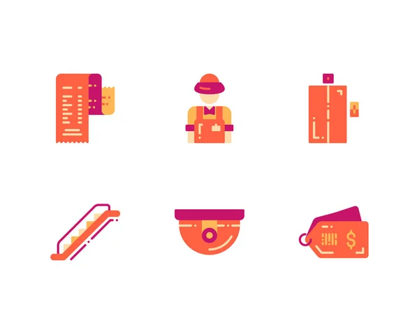 Set Supermarket Vector Icons Flat Design — Stock Vector