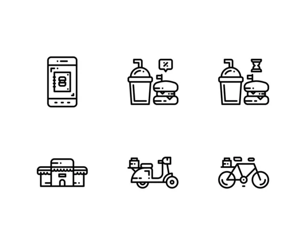 Vector Conjunto Iconos Take Away Diseño Plano Moderno Aislado — Archivo Imágenes Vectoriales