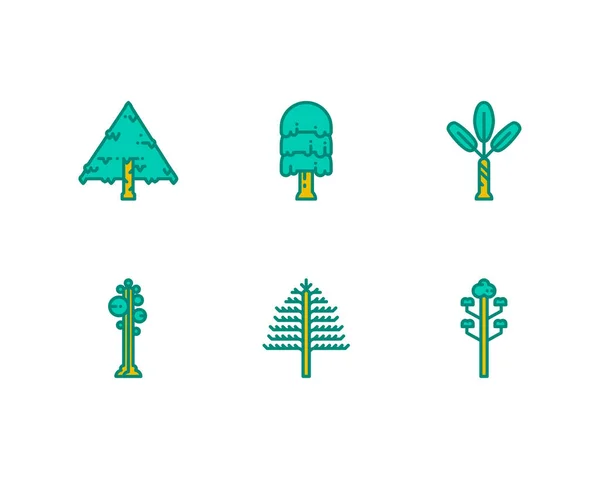 Set Trees Icons Vector Illustration — Stock Vector