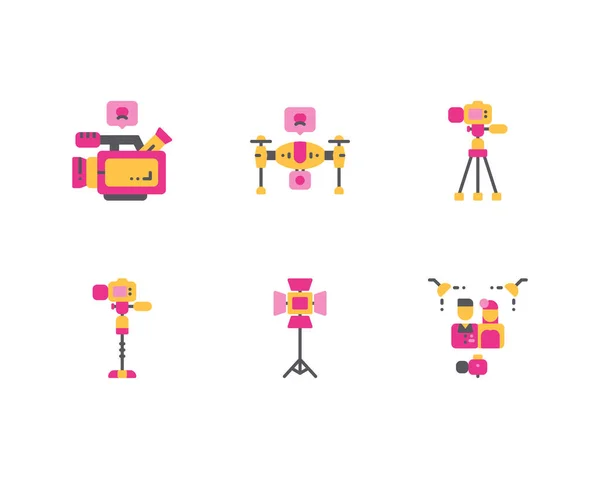 Wedding Videography Set Icons — Stock Vector