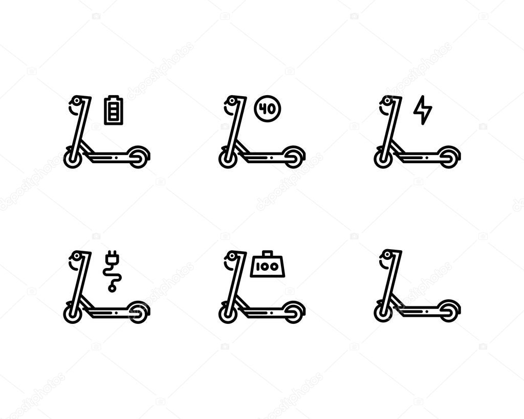 electric scooters, icon set.