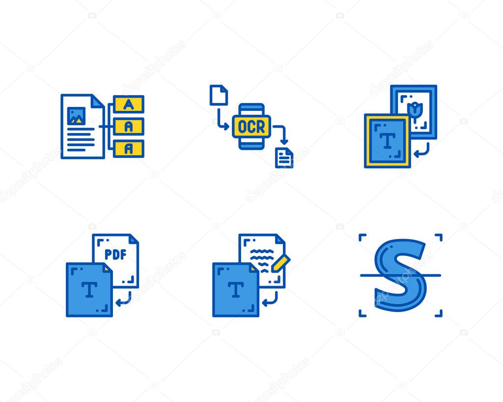 Optical Character Recognition icons set