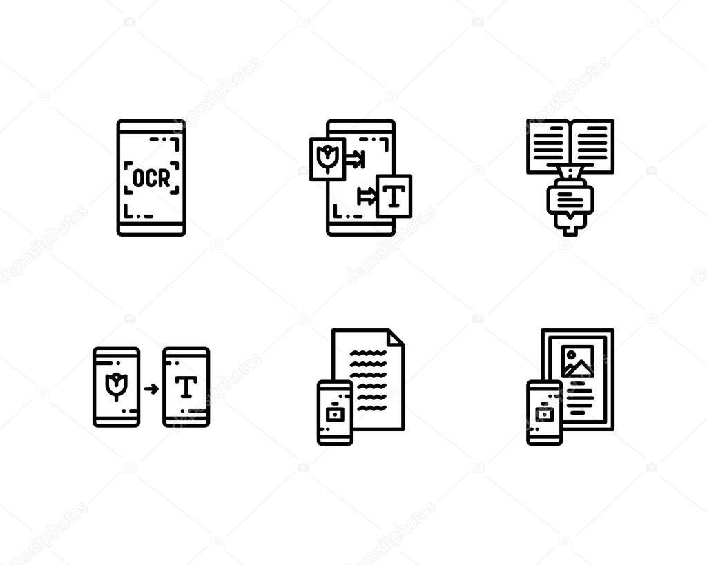 Optical Character Recognition icons set